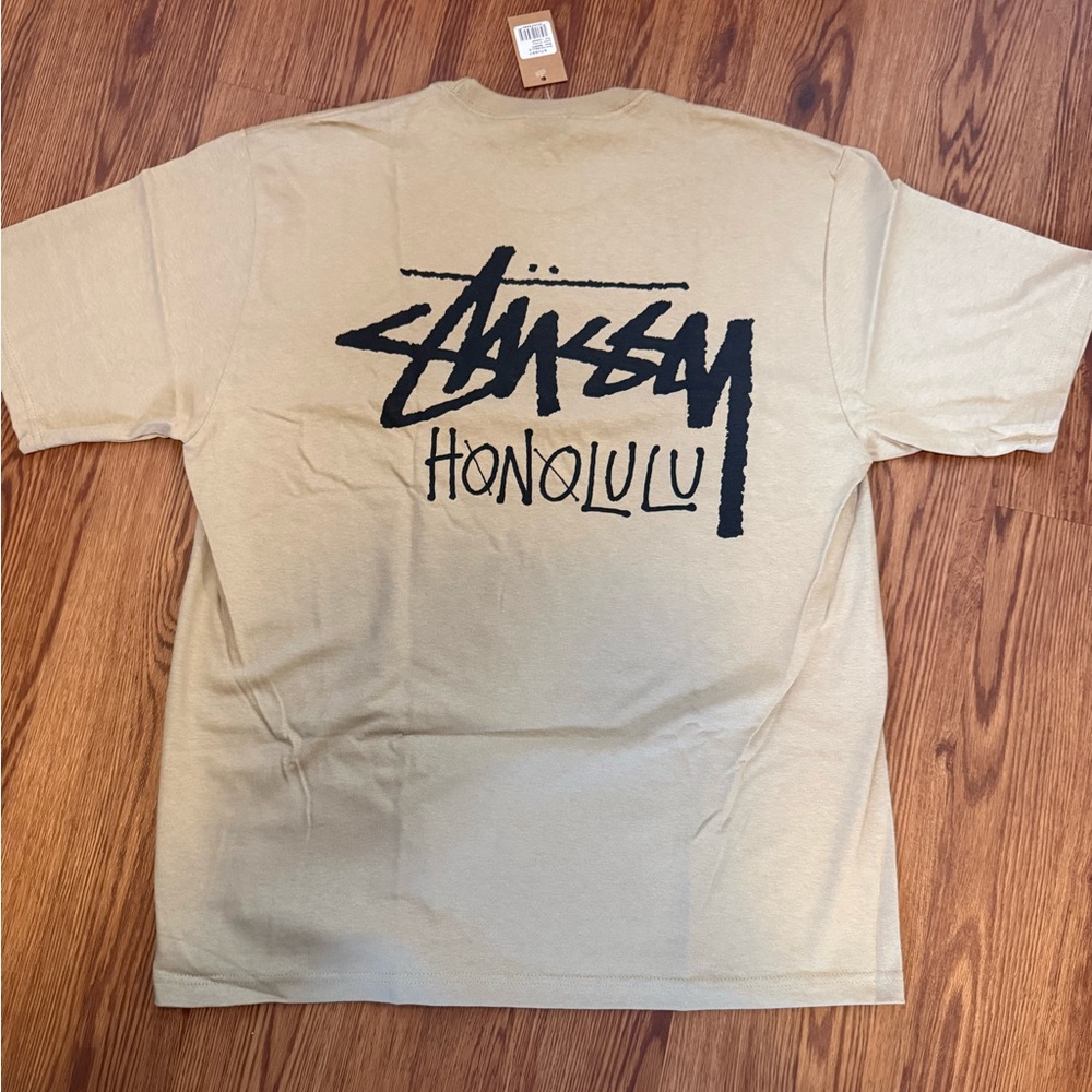NWT Authentic Stussy Honolulu Chapter Limited Edition Khaki T-Shirt Size Large